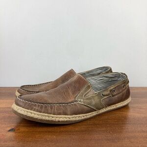 GBX Men's Brown Leather Casual Loafers Slip-on Shoes 091136 Men's Size 12M.